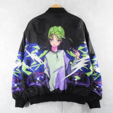 画像1: Billie Eilish ミュージシャンイラストプリントジャケット BLACK XS (1)