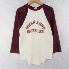 画像1: 60〜70's USA製 "QUEEN ANNE GRIZZLIES" プリントラグランTシャツ SIZE38-40 (1)