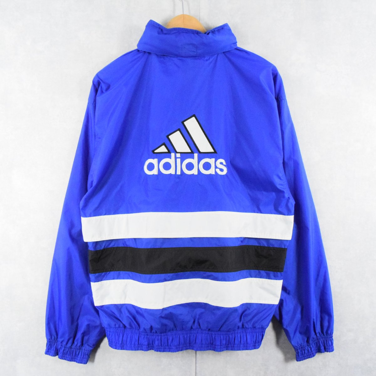 画像1: 【SALE】 90's adidas ロゴ刺繍 ナイロンジャケット S (1)