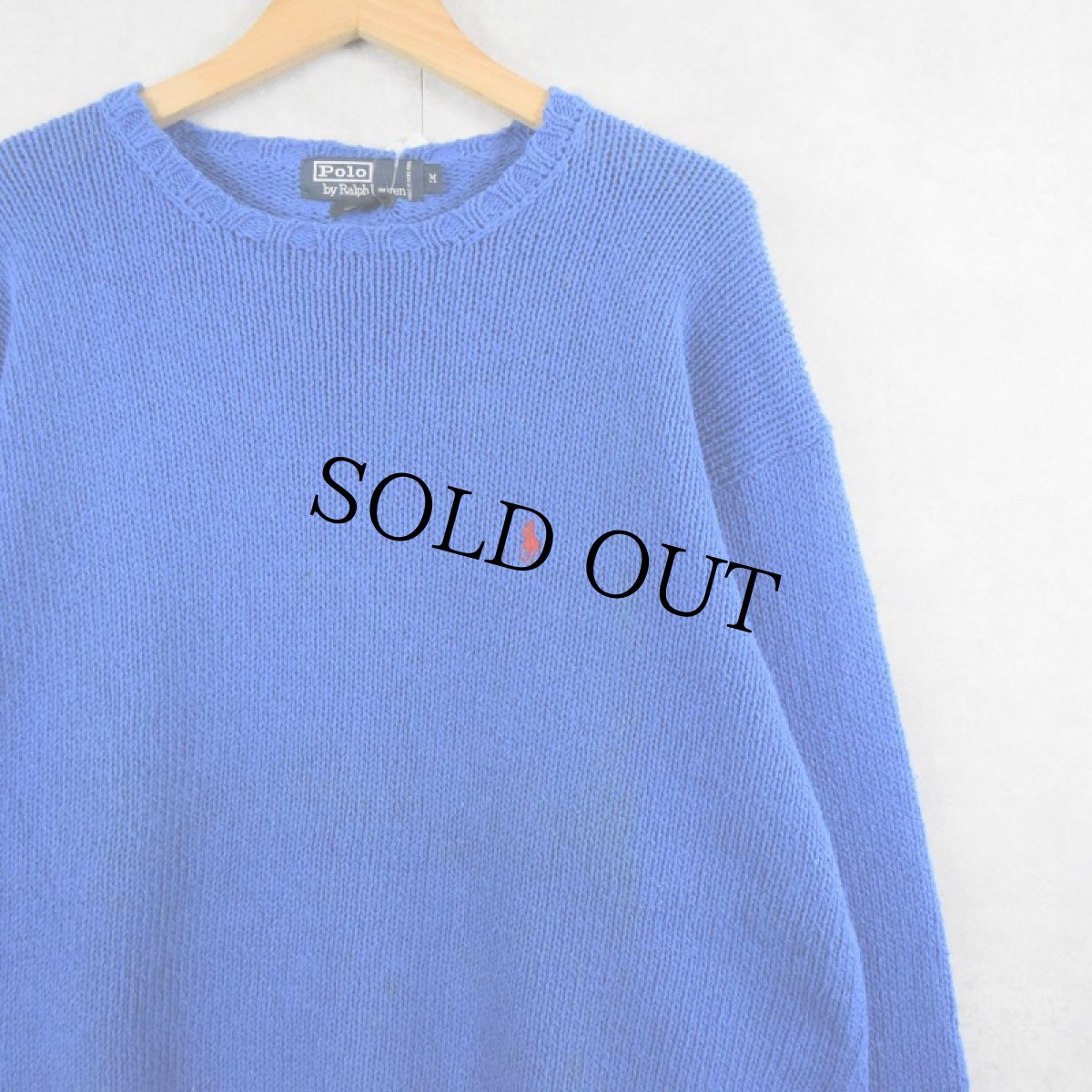 画像1: POLO Ralph Lauren ロゴ刺繍 コットンニットセーター M (1)