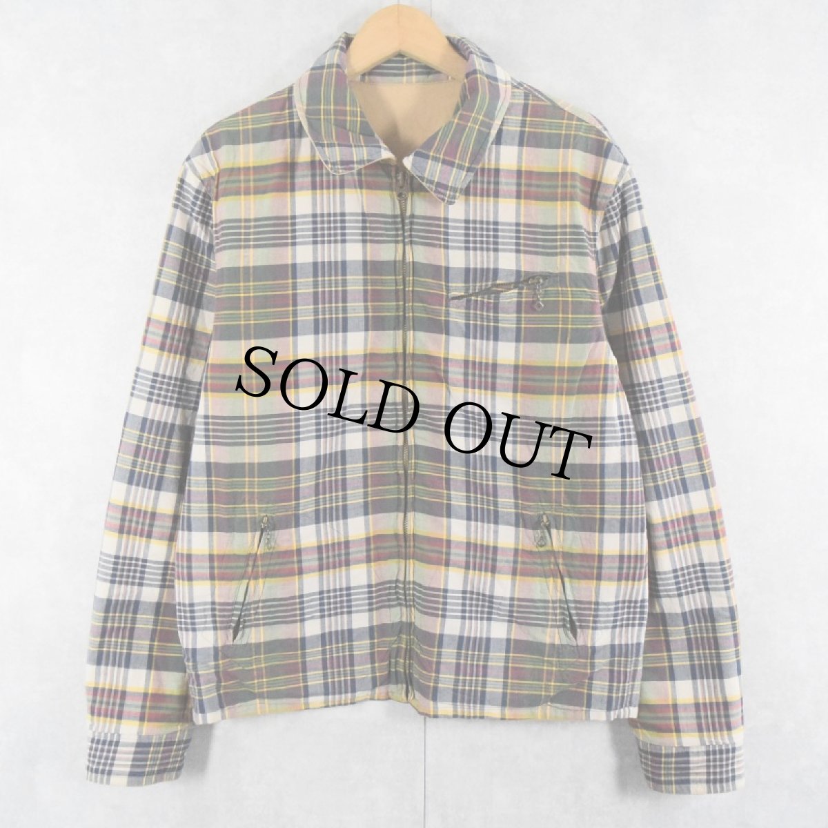 画像2: POLO Ralph Lauren マドラスチェック柄 リバーシブル コットンジップジャケット M タグ付き (2)