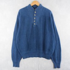 画像1: 80〜90's L.L.Bean USA製 ヘンリーネック コットンニットセーター (1)