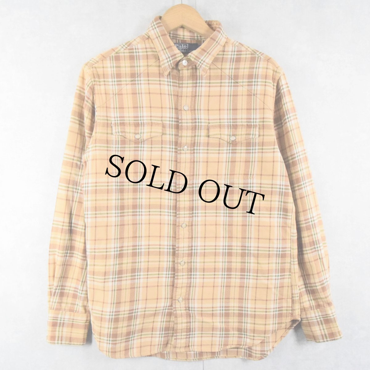 画像1: POLO Ralph Lauren チェック柄 ヘビーネルウエスタンシャツ S (1)