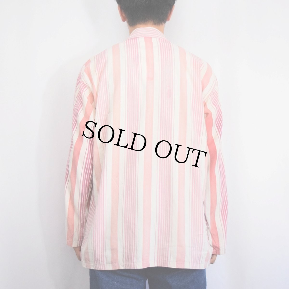 画像3: 40〜50's B.V.D. ストライプ柄 コットンパジャマシャツ (3)