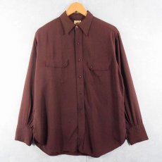 画像1: 40's PRIOR マチ付き レーヨン×ウールシャツ (1)