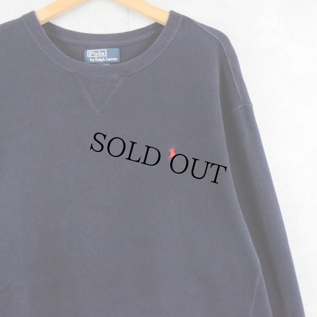 画像1: POLO Ralph Lauren REVERSE WEAVE TYPE ロゴ刺繍 前V リブ編みスウェット NAVY (1)
