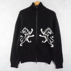 画像1: EXPRESS DESIGN STUDIO ロゴ柄 ジップニットセーター BLACK M (1)