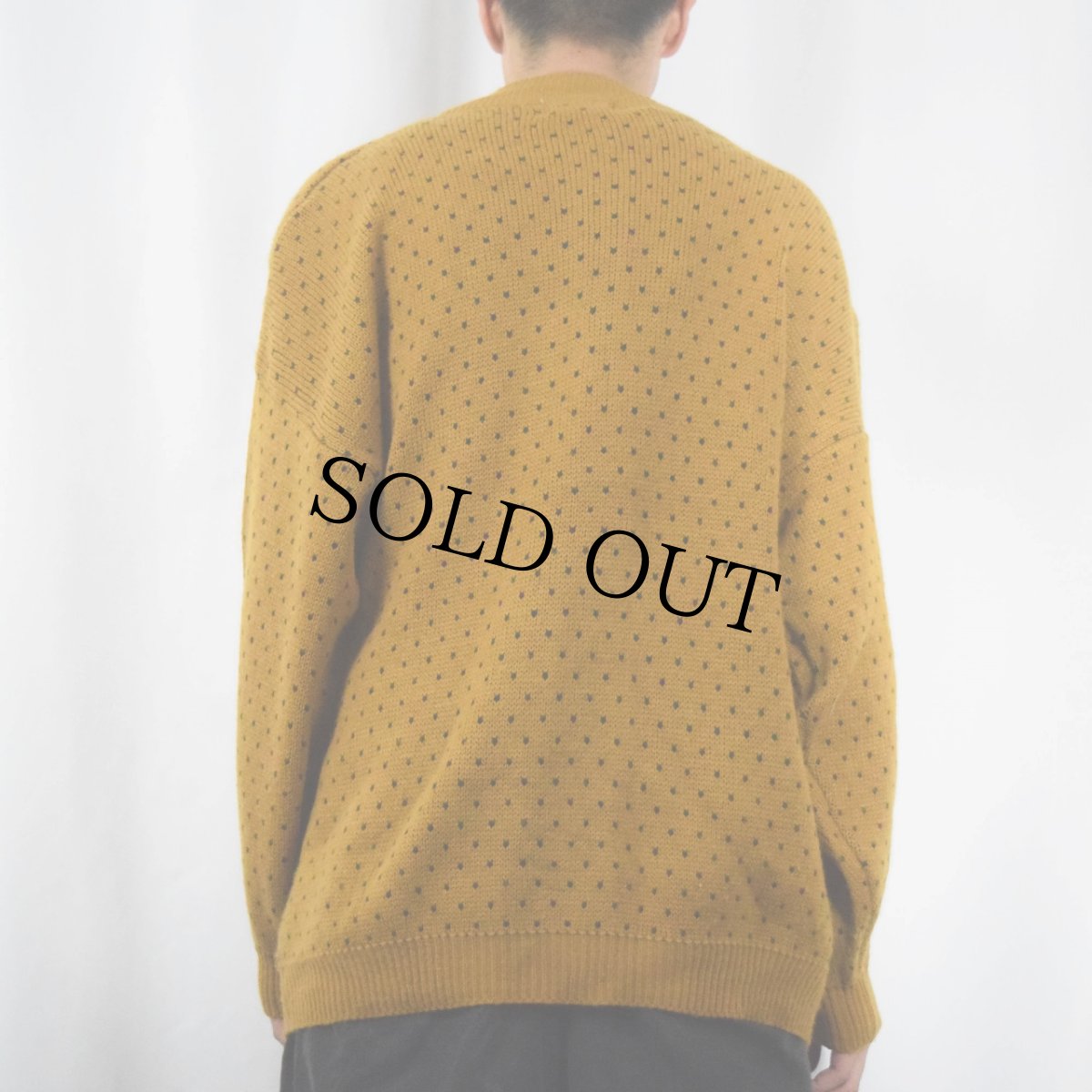 画像3: 80〜90's VENEZIA ドット柄 ボタンデザイン アクリルニットカーディガン SIZE18/20 (3)