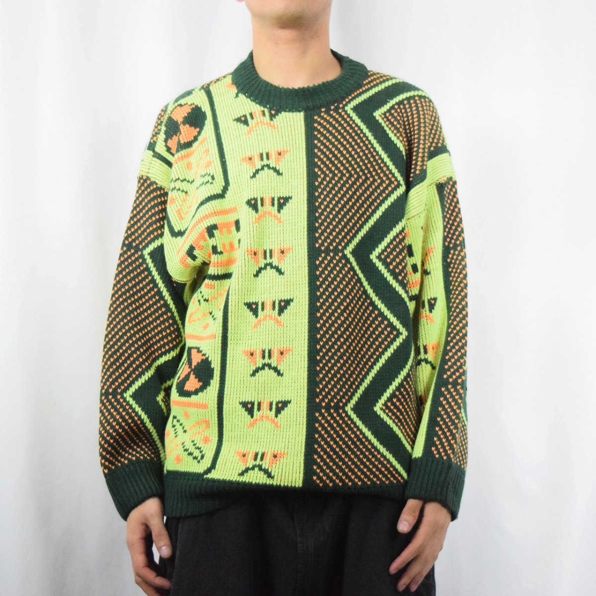 画像2: 【SALE】 KATUS' FRANCE製 総柄 スキーニットセーター (2)