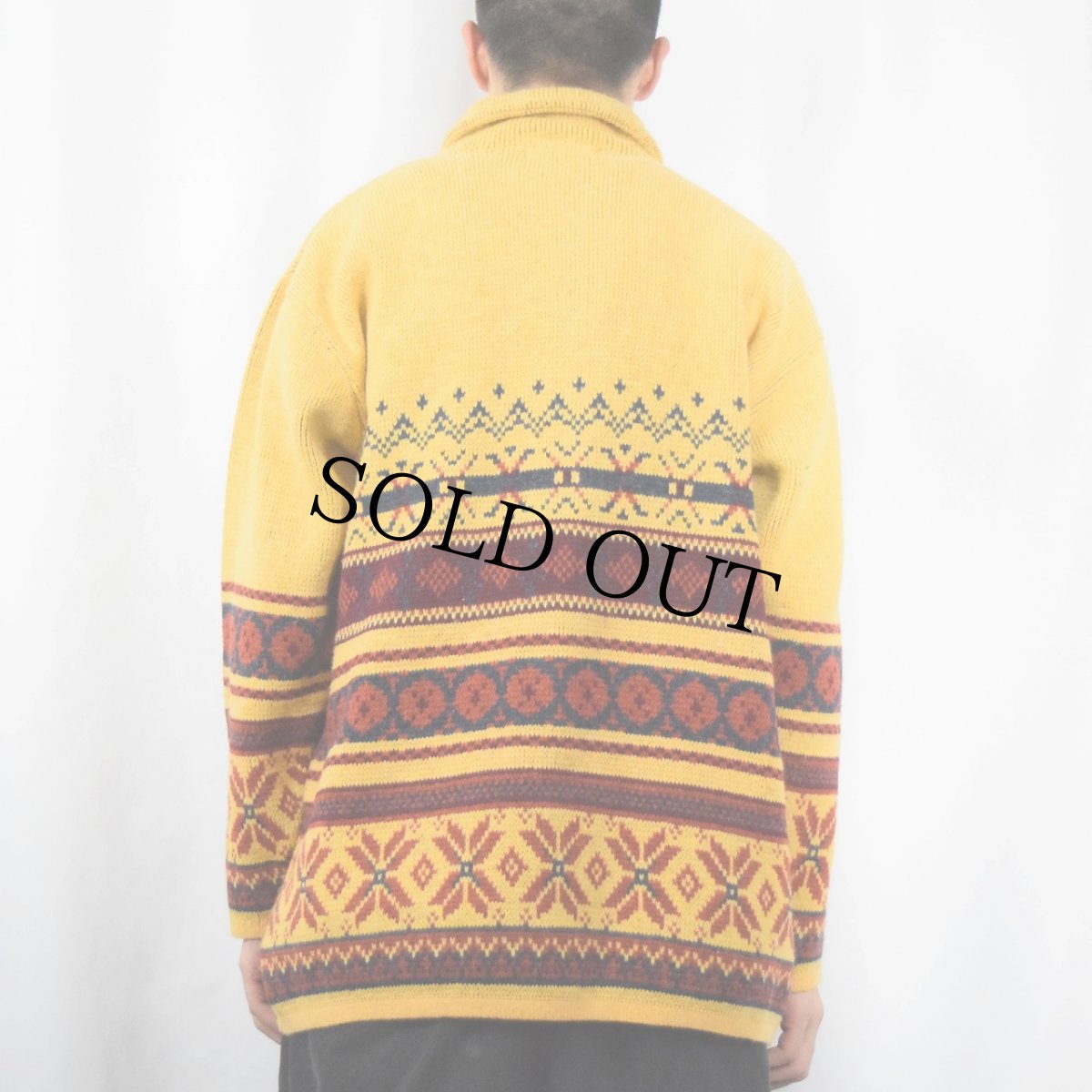 画像3: TERRE ROUGE ネイティブボーダー柄 ジャガードニットジャケット SIZE46/48 (3)