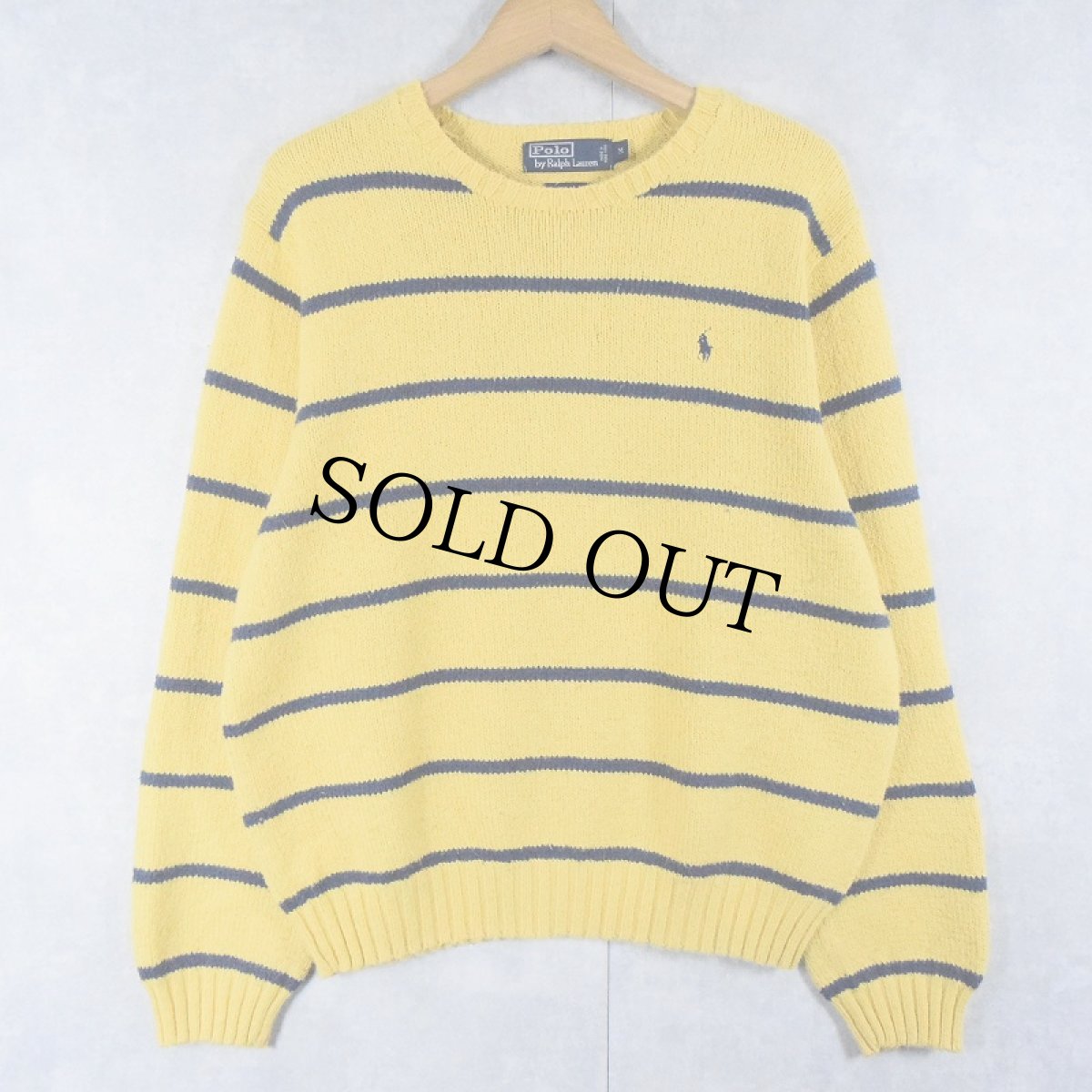 画像1: POLO Ralph Lauren ボーダー柄 コットンニットセーター M (1)