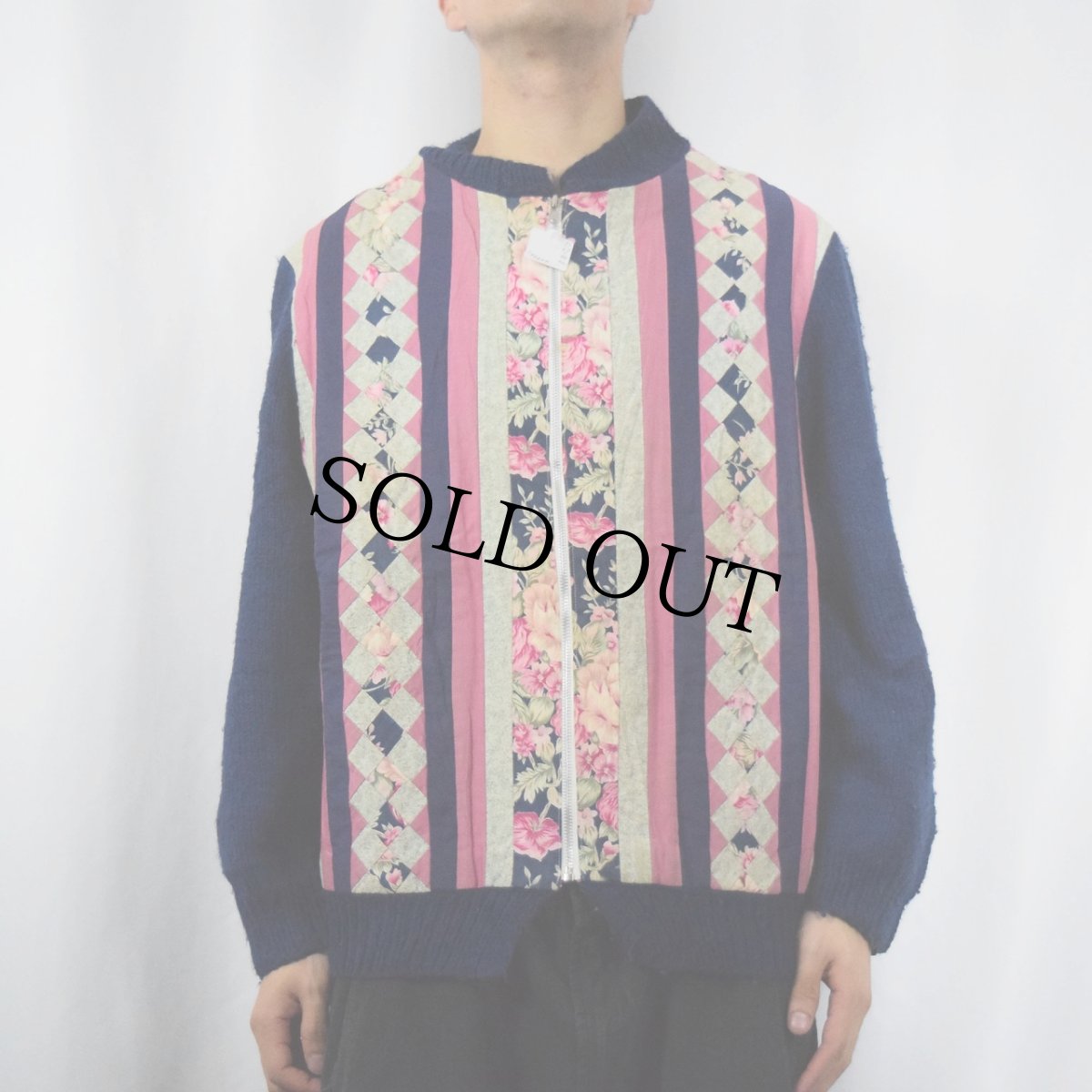 画像2: 【SALE】 ニット切り替え パッチワーク キルティングジャケット (2)