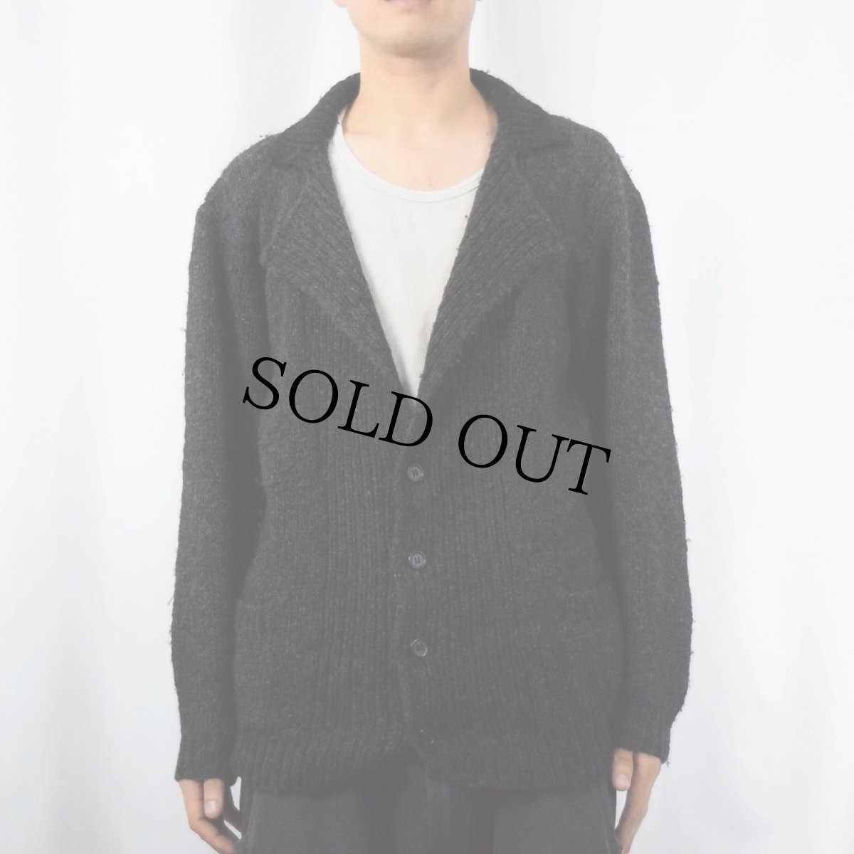 画像2: PERRY ELLIS ウールニットジャケット S (2)