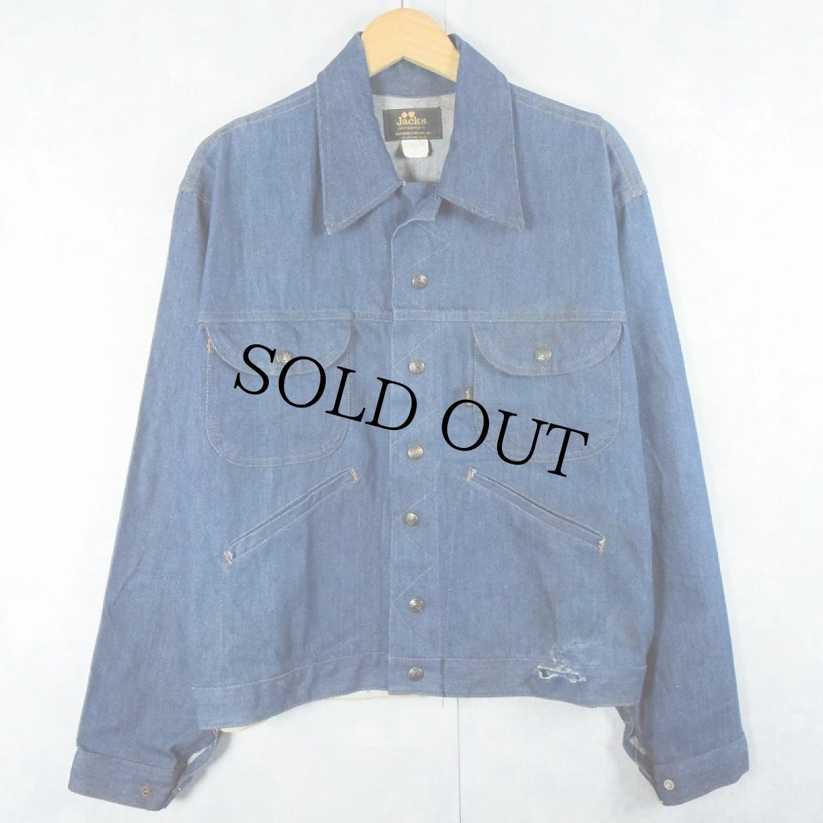 画像1: 【SALE】 70〜80's Jacks "136MJ TYPE" スナップボタン デニムジャケット SIZE42 (1)
