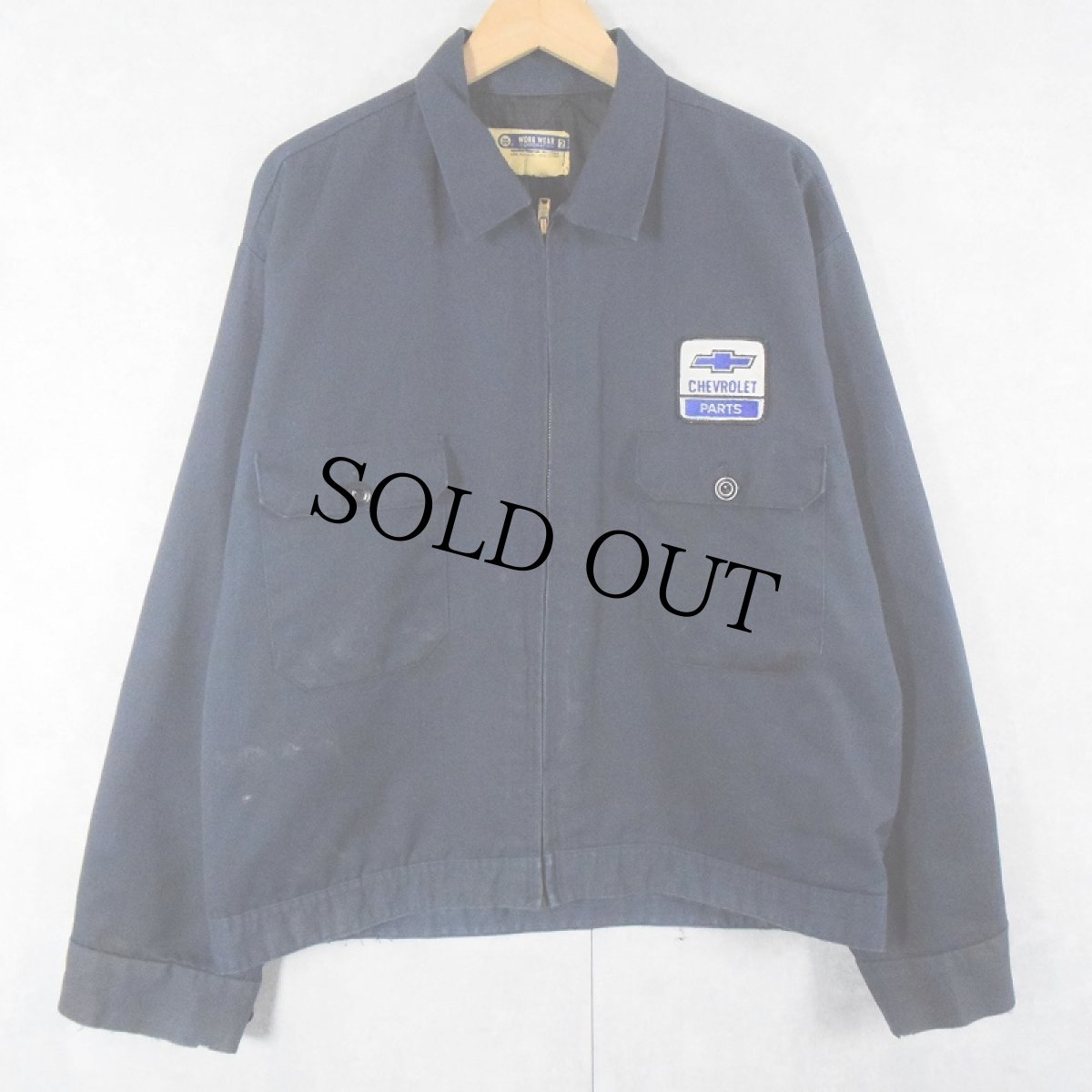 画像1: 60〜70's WORK WEAR CORPORATION "CHEVROLET" パッチカスタム キルティングライナー ワークジャケット NAVY L (1)