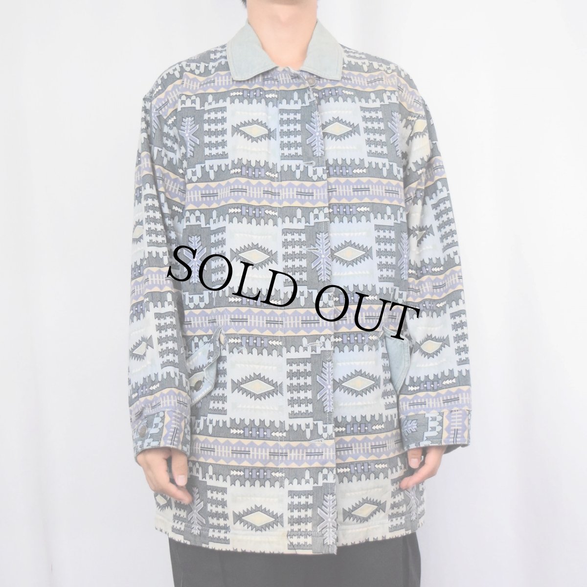 画像2: Woolrich ネイティブ柄 コットンジャケット L (2)