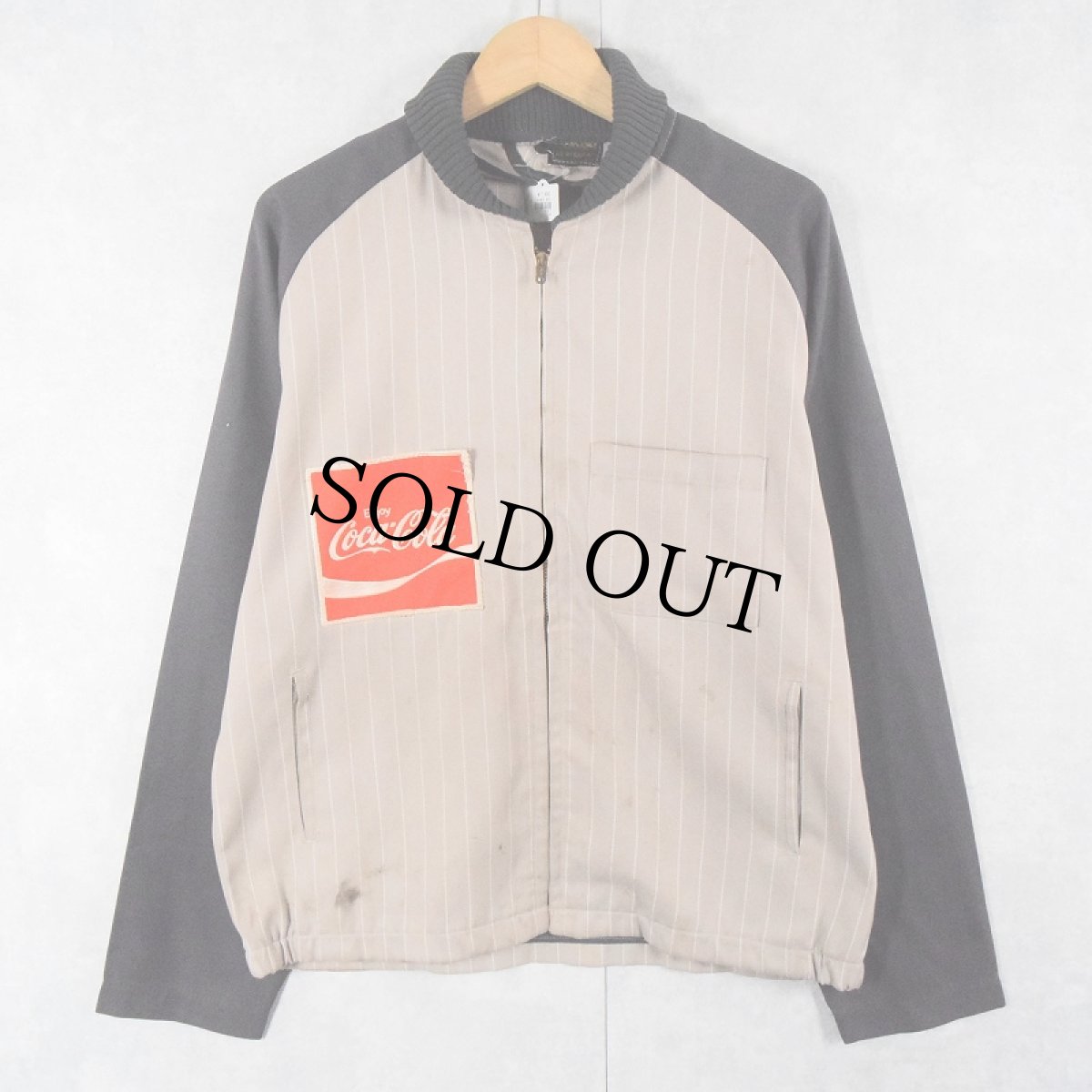 画像2: 70's Unitog USA製 "Coca-Cola" ストライプ柄 ハンドペイント ワークジャケット SIZE42 (2)