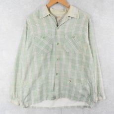 画像1: 50's PENNEY'S TOWNCRAFT チェック柄 オープンカラープリントネルシャツ SIZE16-16 1/2 (1)