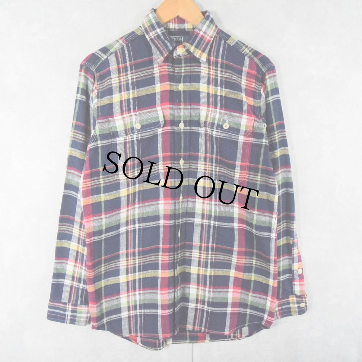 画像1: POLO Ralph Lauren チェック柄 ヘビーネルシャツ S (1)