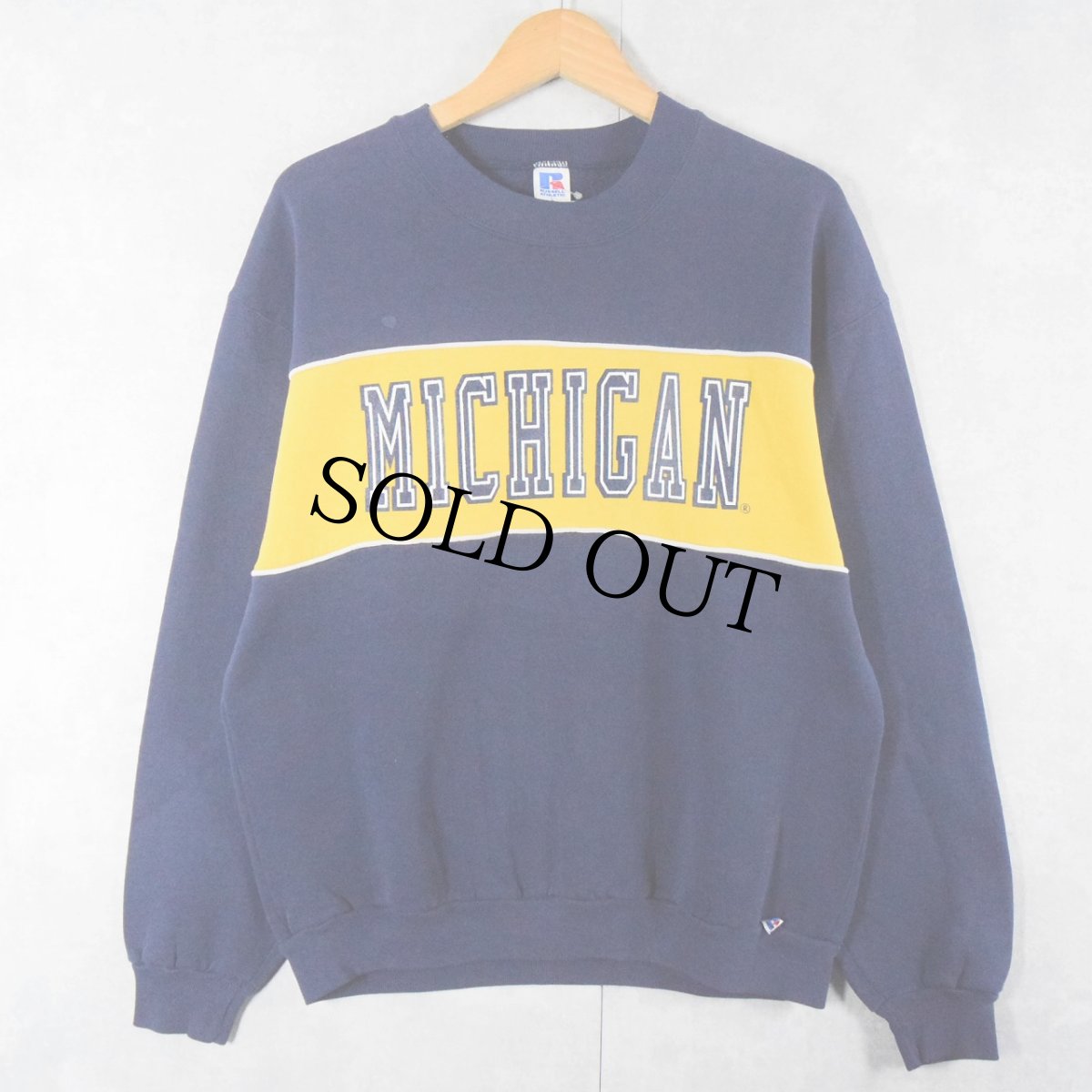 画像1: 80's RUSSELL ATHLETIC USA製 "MICHIGAN" プリントスウェット L (1)