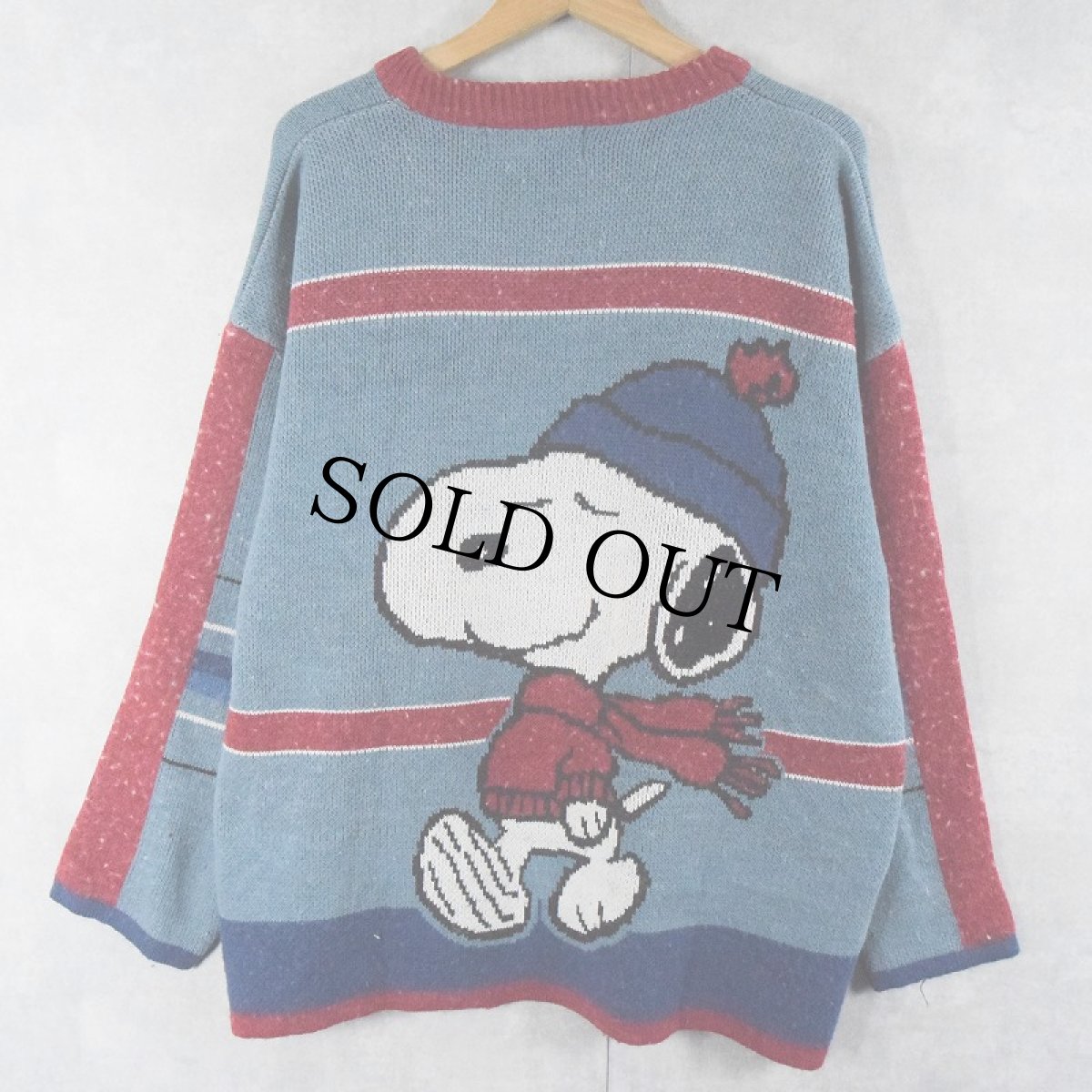 画像2: PEANUTS SNOOPY キャラクター柄  アクリル×ウールスキーニットセーター XL (2)