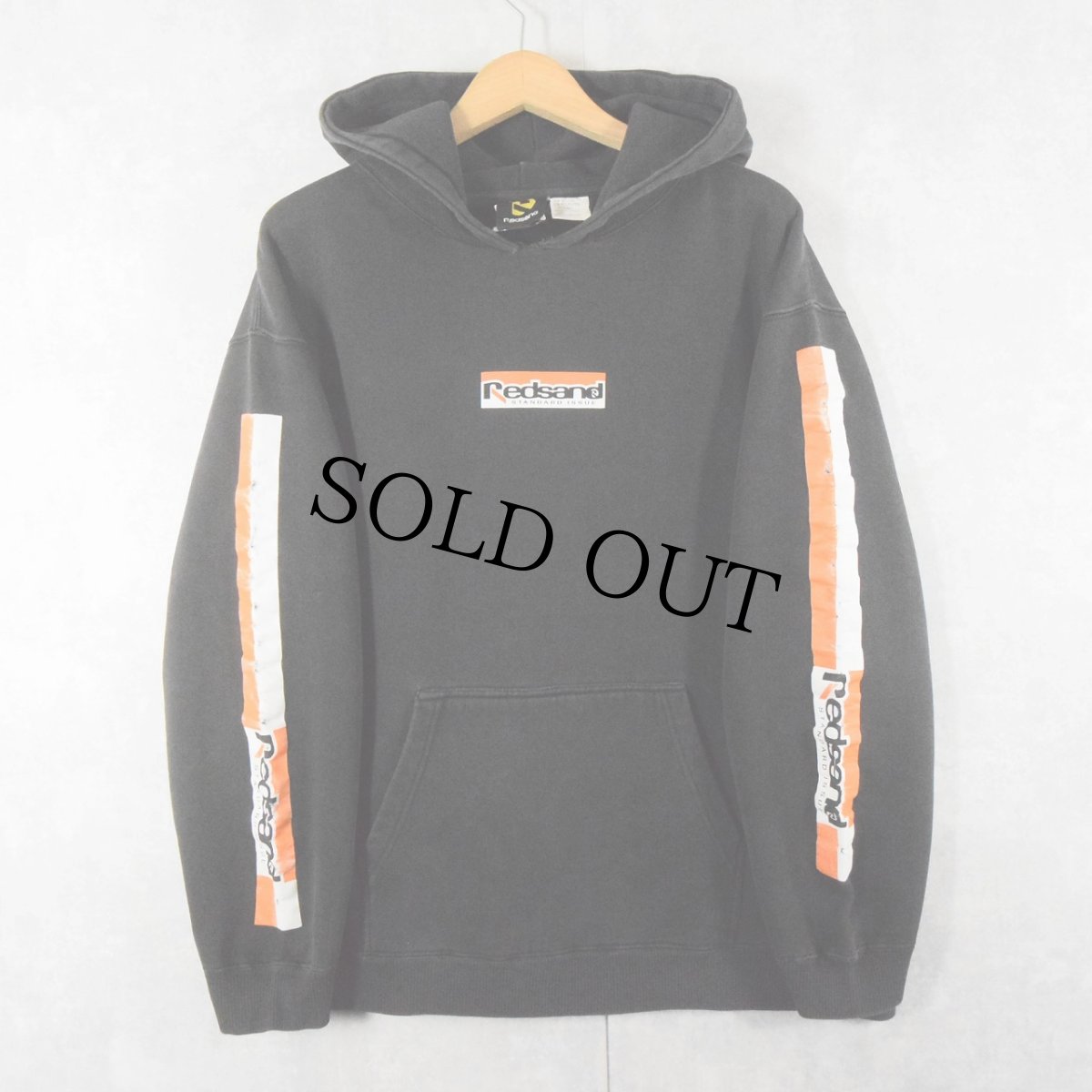 画像1: Redsand サーフブランド ロゴプリントスウェットフーディー BLACK L (1)