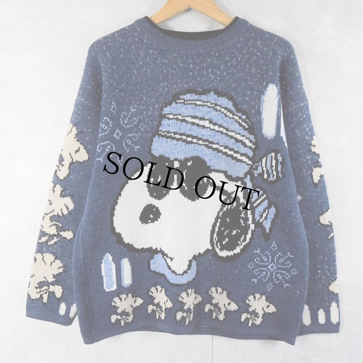 画像1: AVENUE of The STARS "SNOOPY" キャラクター柄 アクリル×ウール スキーニットセーター XL (1)