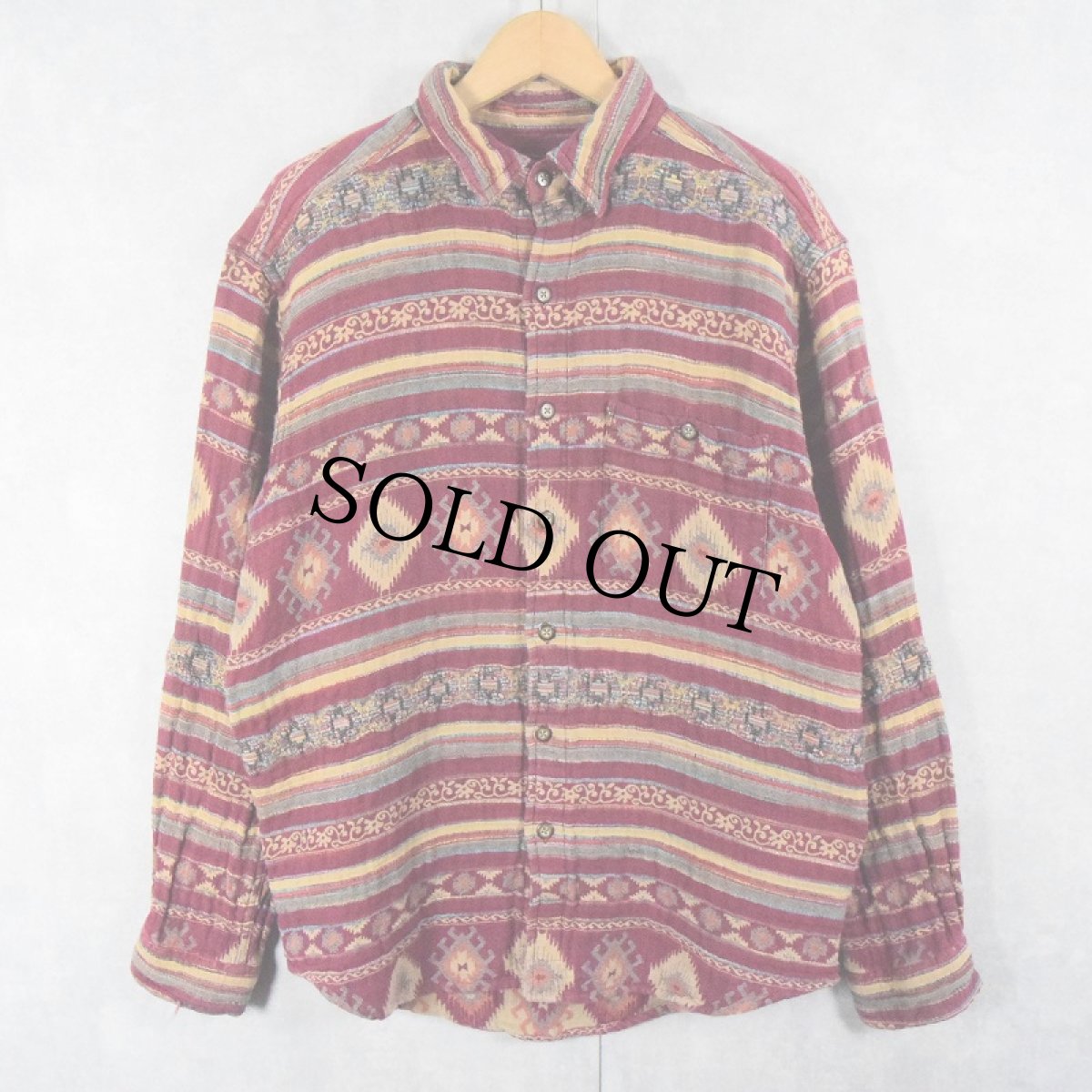 画像1: 【SALE】 THE TERRITORY AHEAD ネイティブ柄 コットンシャツ M (1)