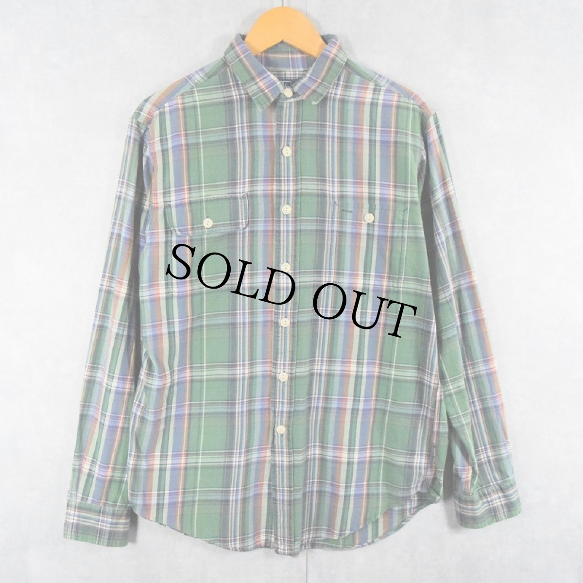 画像1: POLO Ralph Lauren チェック柄 チンスト付き コットンシャツ M (1)