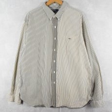 画像1: POLO Ralph Lauren ストライプ柄 クレイジーパターン "マチ付き" コットンボタンダウンシャツ XXL (1)