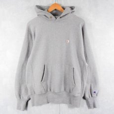 画像1: 90's Champion REVERSE WEAVE 目付きスウェットフーディー フェザーグレー L (1)