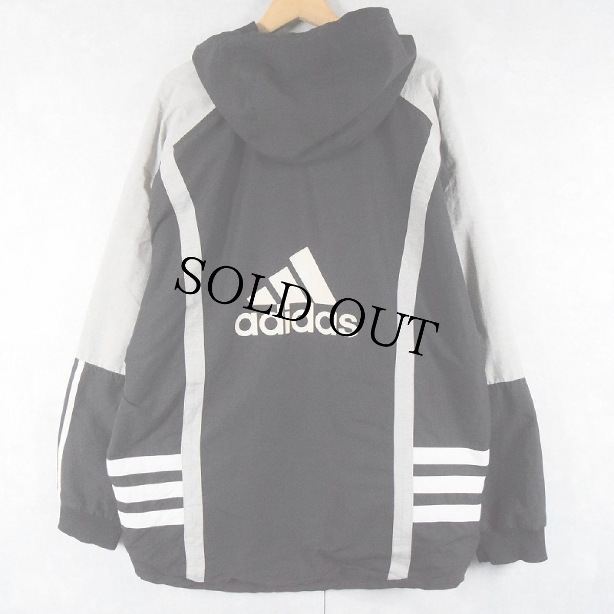 画像2: adidas ロゴ刺繍 レースアップ プルオーバージャケット BLACK L (2)