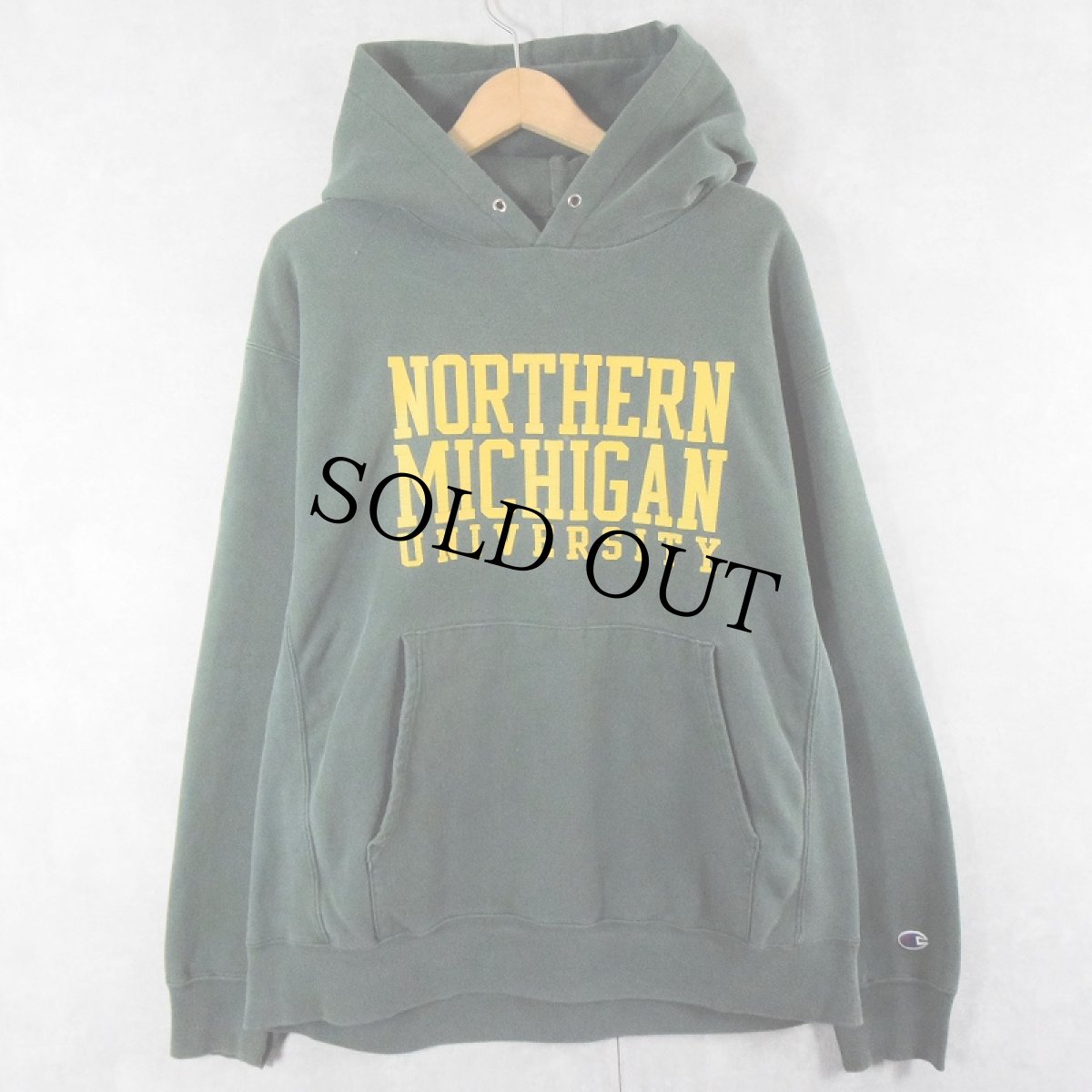 画像1: 2000's Champion REVERSE WEAVE "NORTHERN MICHIGAN UNIVERSITY" プリントスウェットフーディ L (1)