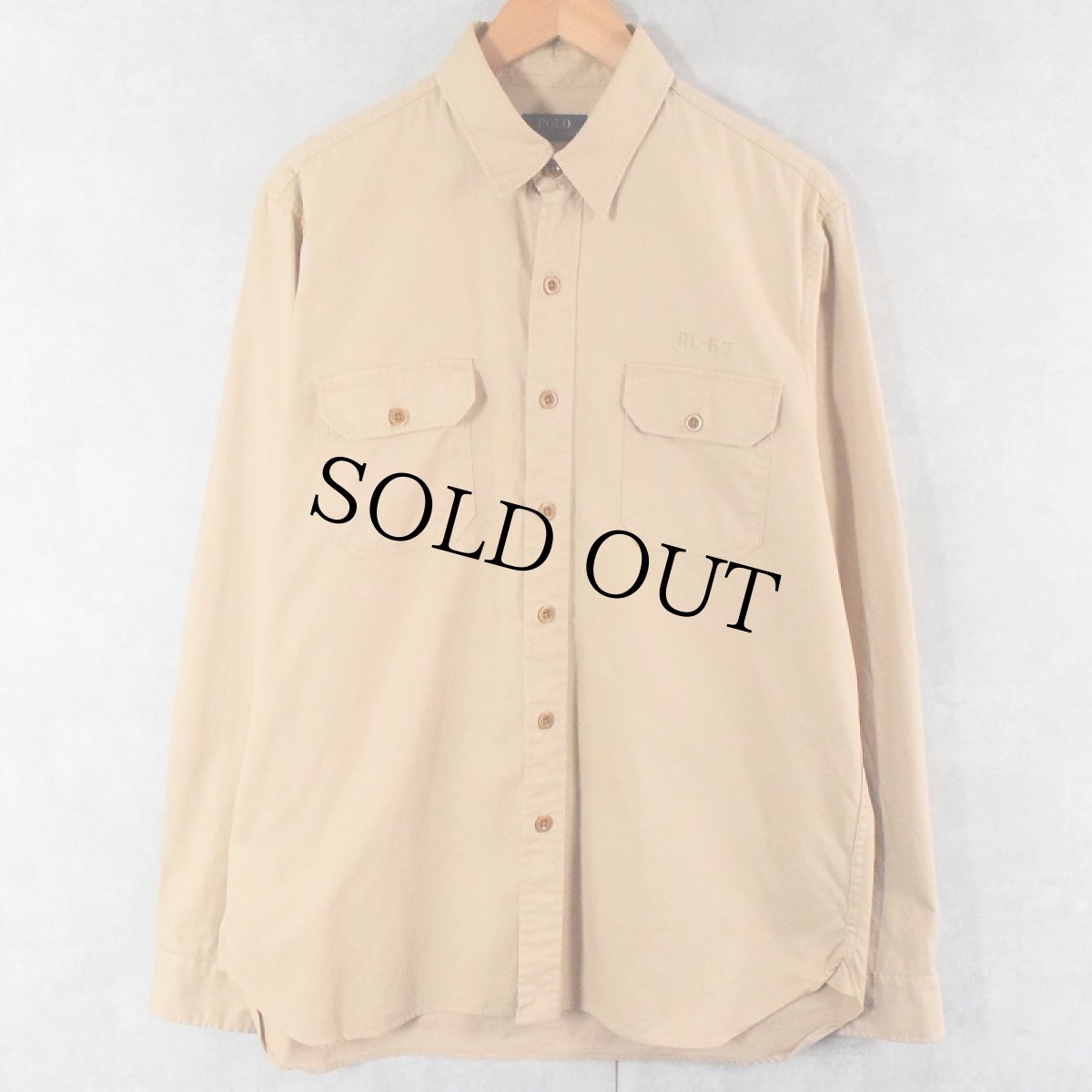 画像2: POLO Ralph Lauren "MILITARY TYPE" ステンシル入り コットンシャツ L (2)