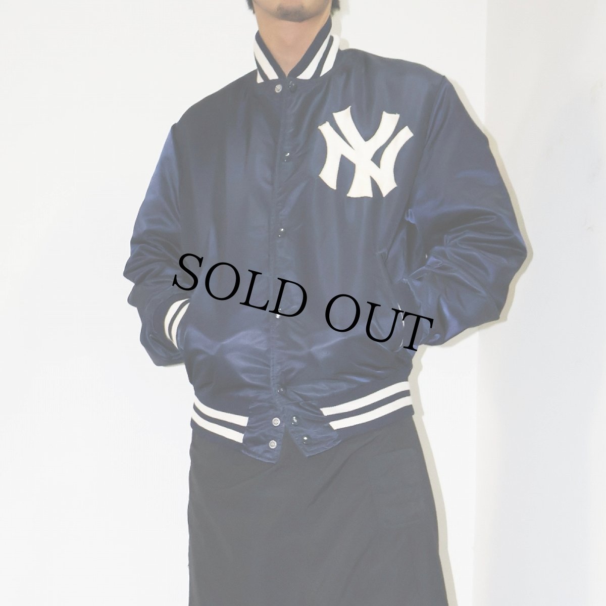画像1: 70〜80's DAVID PEYSER MLB "New York Yankees" ロゴワッペン付き ナイロンスタジャン NAVY S (1)