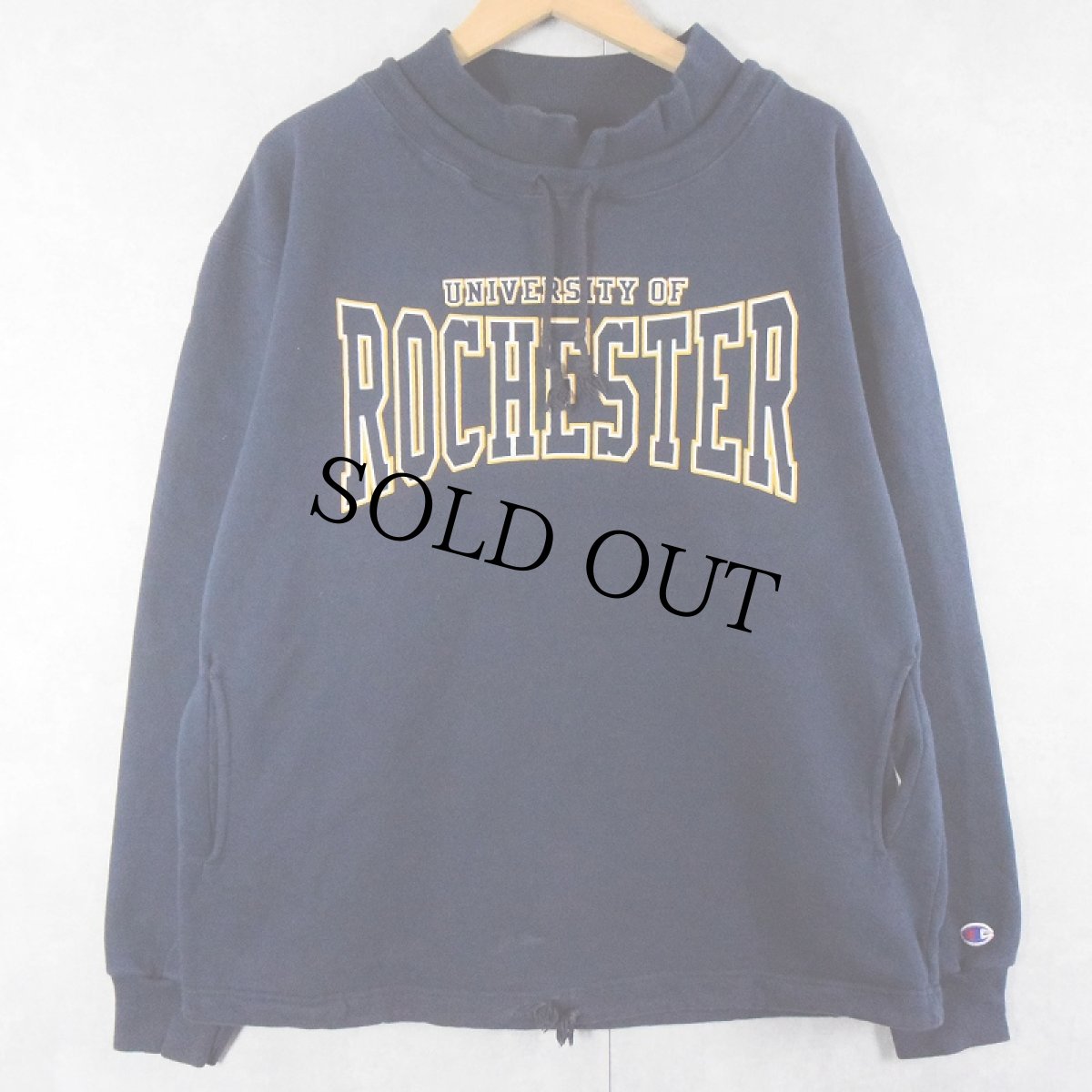 画像1: 90's Champion USA製 "UNIVERSITY OF ROCHESTER" モックネックスウェット NAVY XL (1)