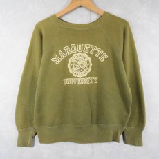 画像1: 50's "MARQUETTE UNIVERSITY" フロッキープリント ラグランスウェット (1)