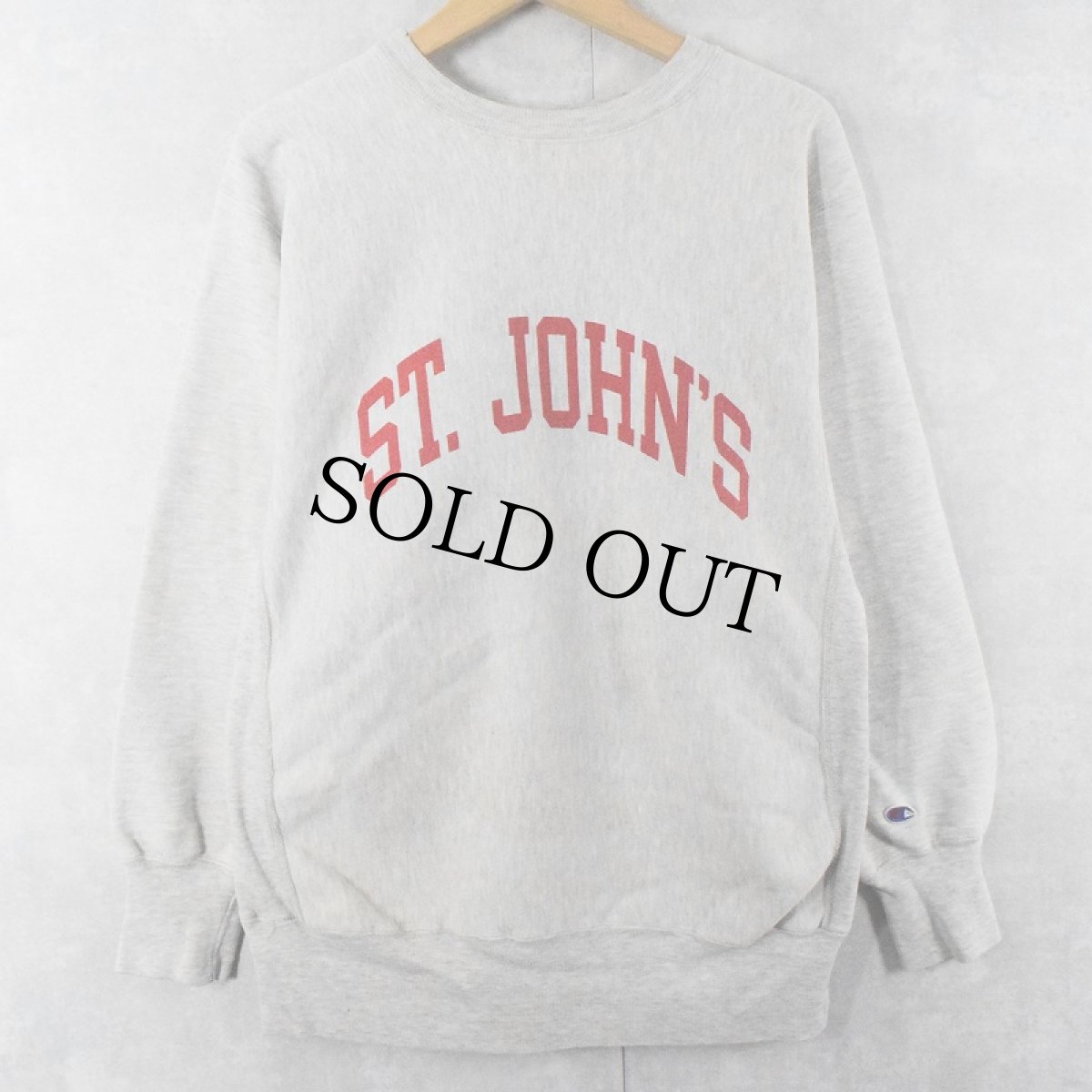画像1: 90's Champion REVERSE WEAVE USA製 "ST.JOHN'S" プリントスウェット XL (1)