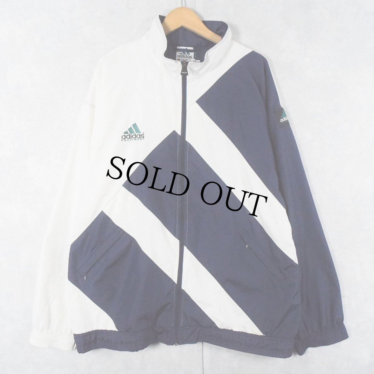 画像1: 90's adidas EQUIPMENT ロゴ刺繍 ジップジャケット XL (1)