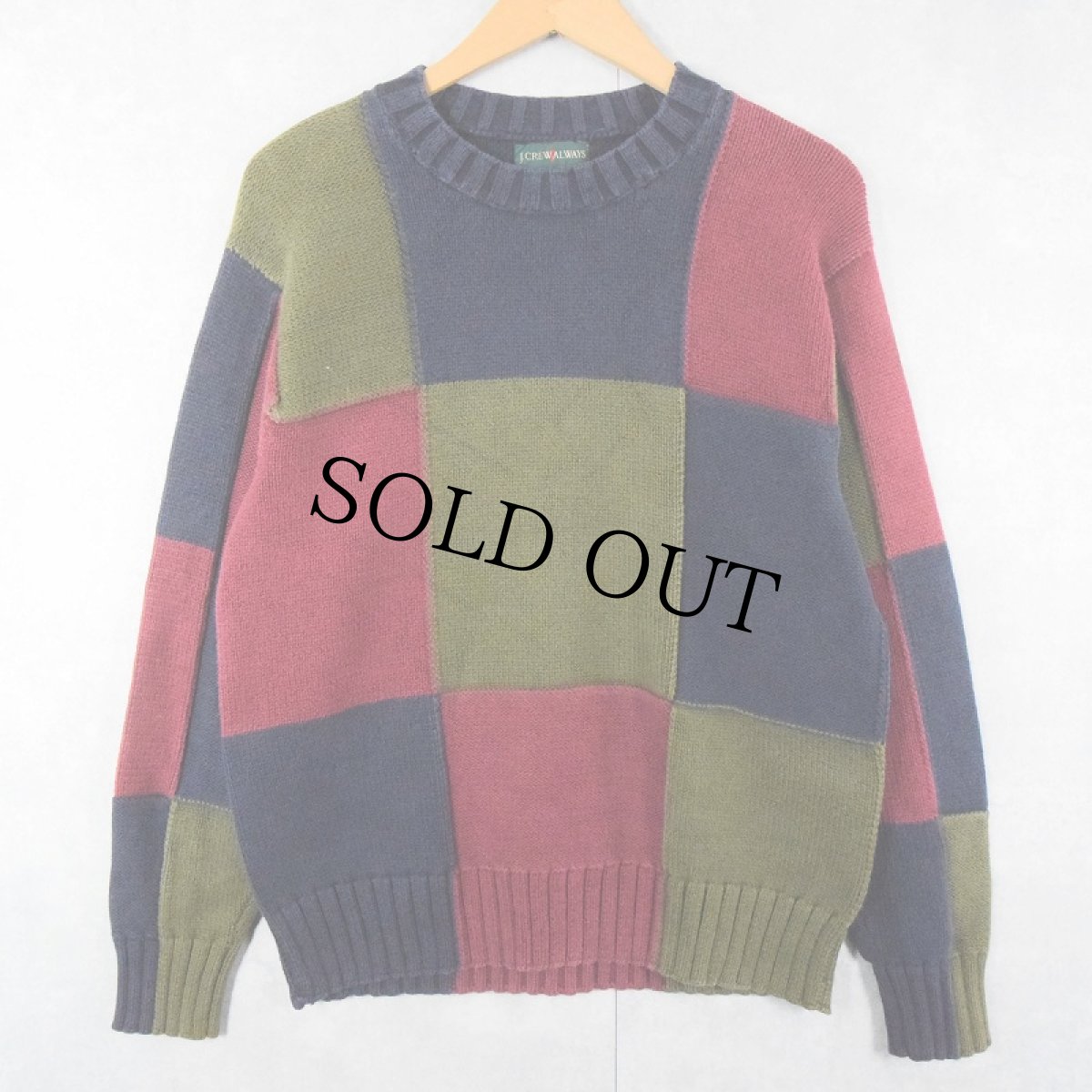 画像1: J.CREW パネル切り替え コットンニットセーター M (1)