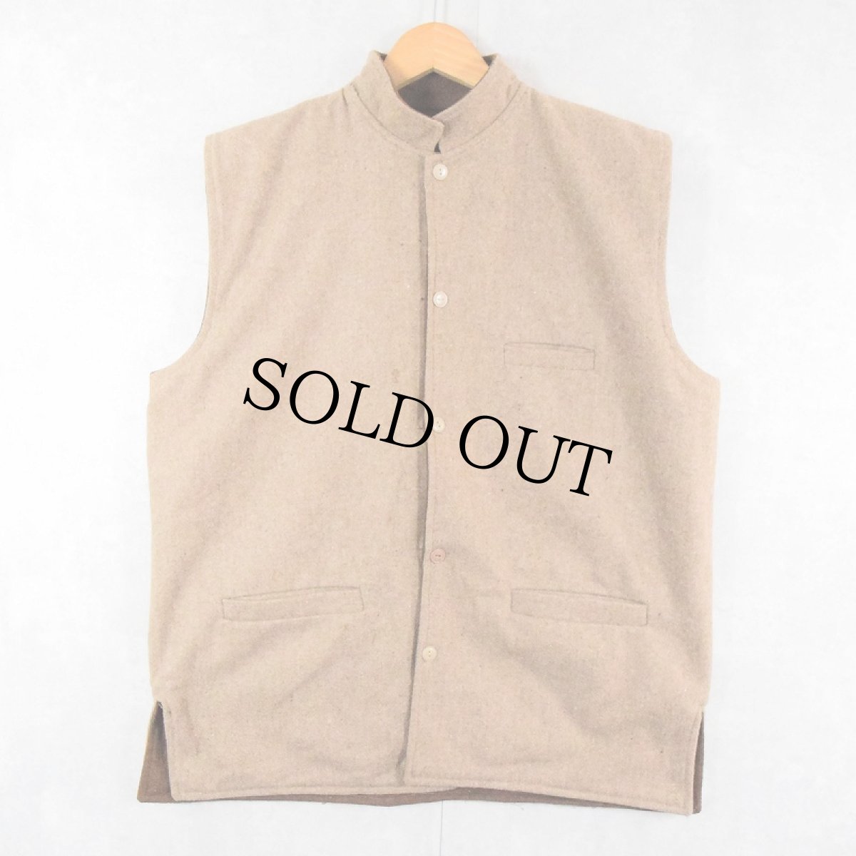 画像2: スタンドカラー リバーシブルウールベスト (2)