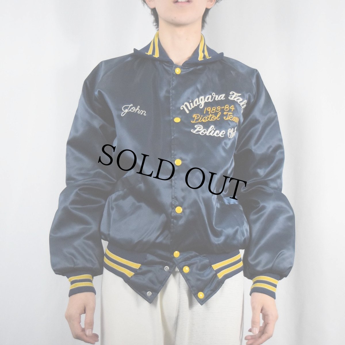 画像2: 80's HOLLOWAY USA製 "niagara falls" チェーン刺繍スタジャン M (2)