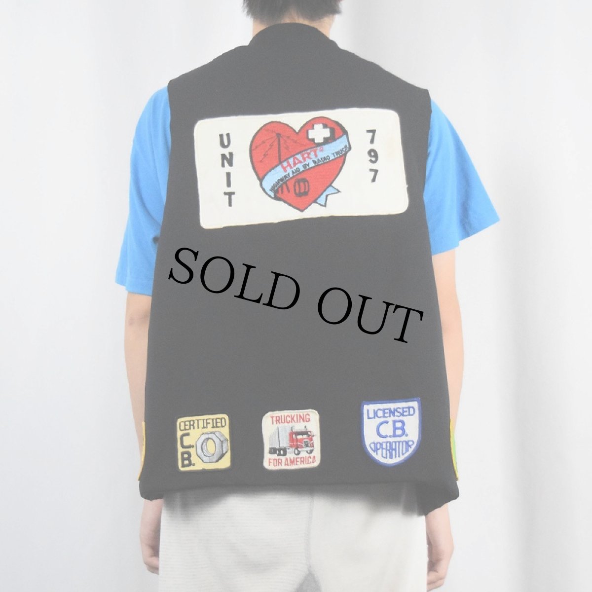 画像4: ワッペン付き ウールベスト BLACK (4)