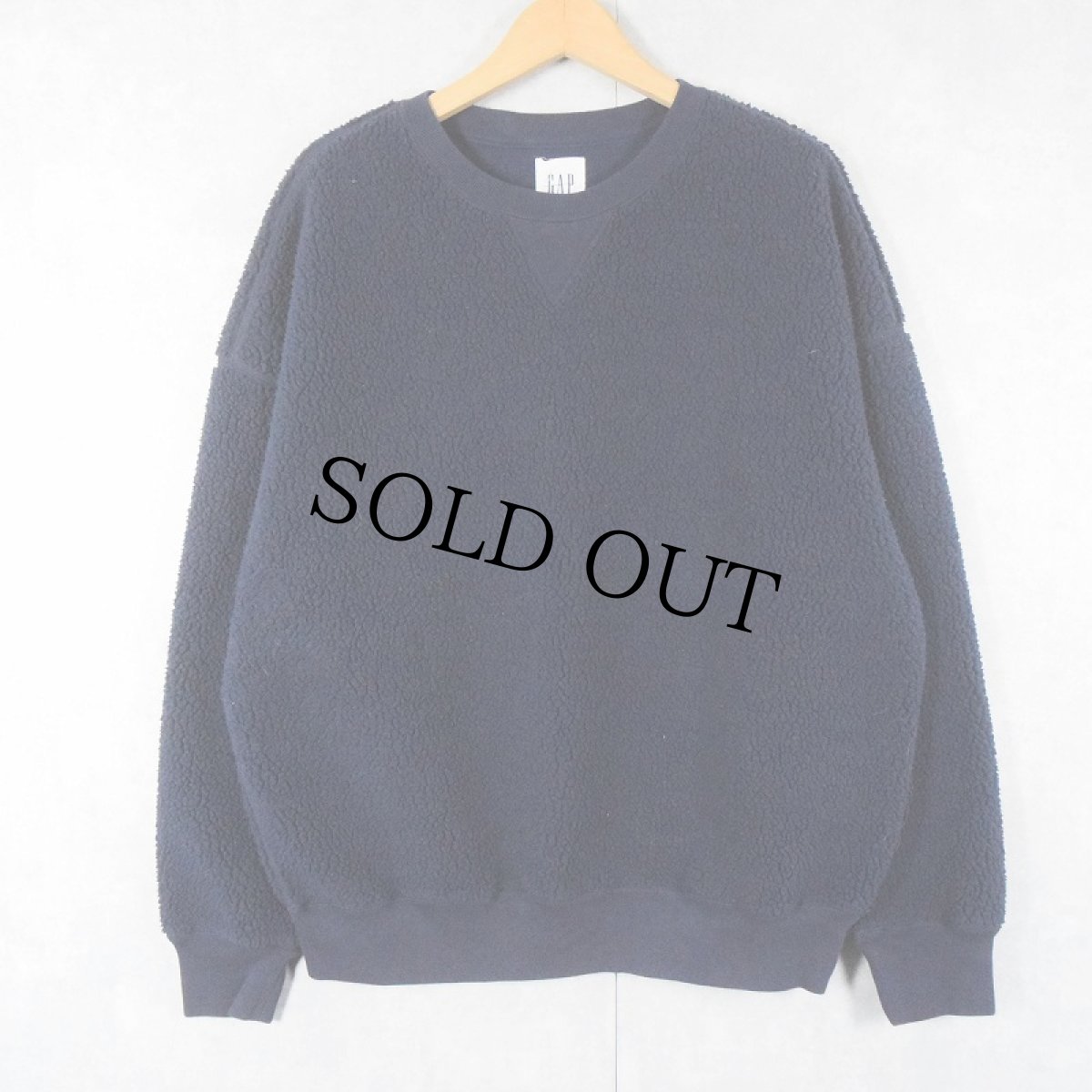 画像1: GAP 前V フリーススウェット NAVY L (1)