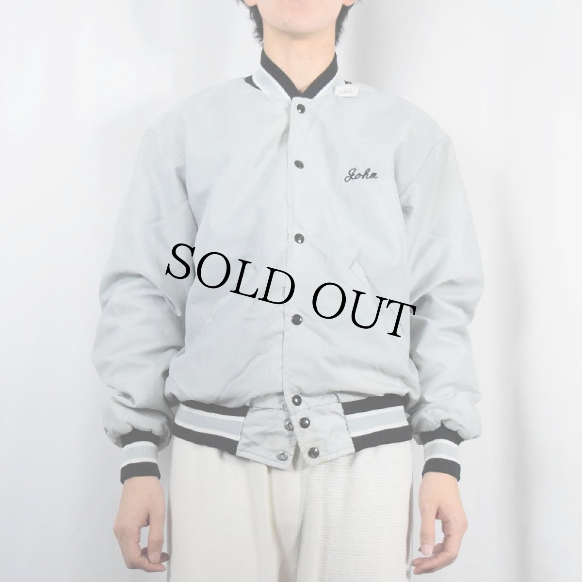 画像2: 90's DeLONG USA製 "Moorestown" チェーン刺繍 内キルティング スタジャン M (2)