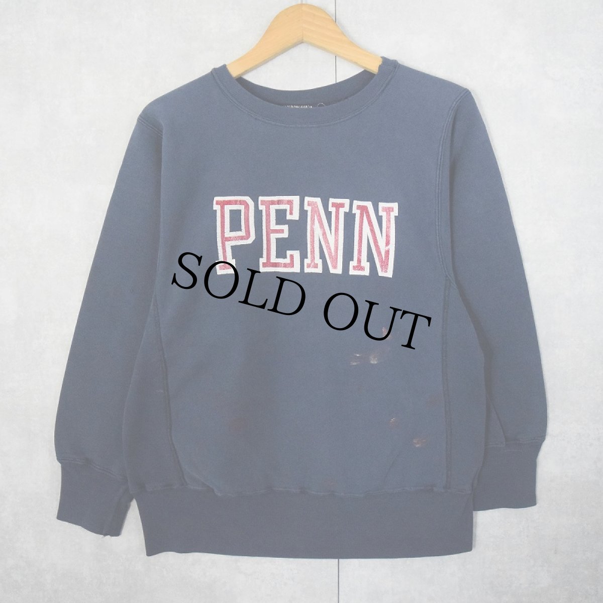 画像1: 80's Champion REVERSE WEAVE USA製 トリコタグ "PENNSYLVANIA" プリントスウェット NAVY S (1)