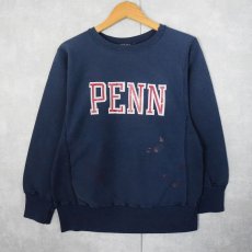 画像1: 80's Champion REVERSE WEAVE USA製 トリコタグ "PENNSYLVANIA" プリントスウェット NAVY S (1)