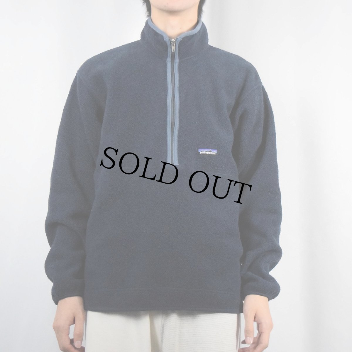 画像2: 2000's Patagonia ハーフジップ フリースプルオーバージャケット NAVY L (2)