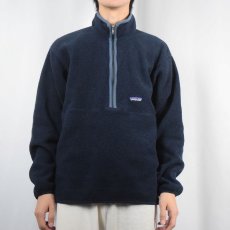 画像2: 2000's Patagonia ハーフジップ フリースプルオーバージャケット NAVY L (2)