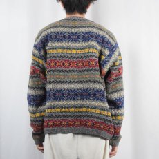 画像3: 90's J.CREW フェアアイル柄 ウールニットセーター L (3)